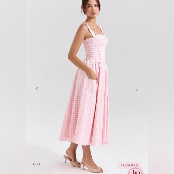 House of CB Vivien Gingham Midi Sundress - Size M - Picture 3 of 10